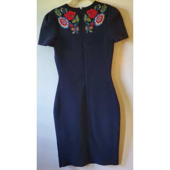 ALEXANDER MCQUEEN Puffed Short-Sleeve Placement Jacquard Sheath Dress Size S - Picture 3 of 13